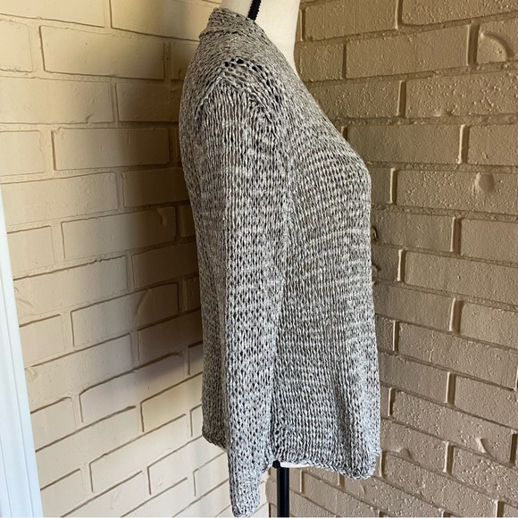 Eileen Fisher Gray Open Front Weave Cardigan Sweater Old Money Quiet Luxury Sz L - Picture 2 of 7